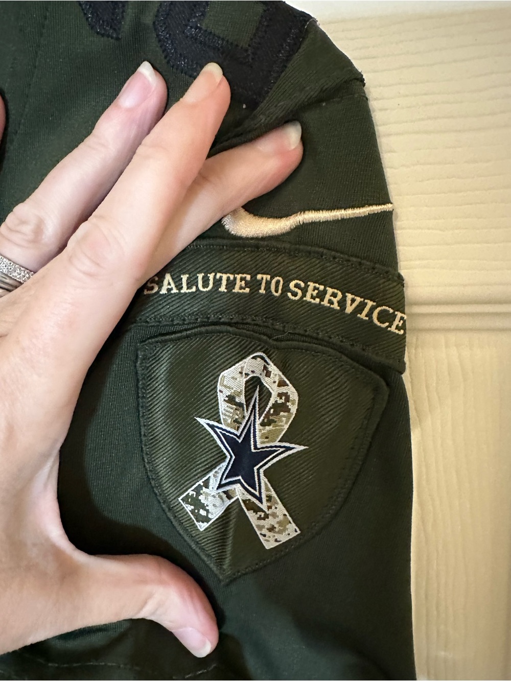 Dallas Cowboys Kids' #21 Camo Number Performance Jersey - Green - Picture 2 of 8